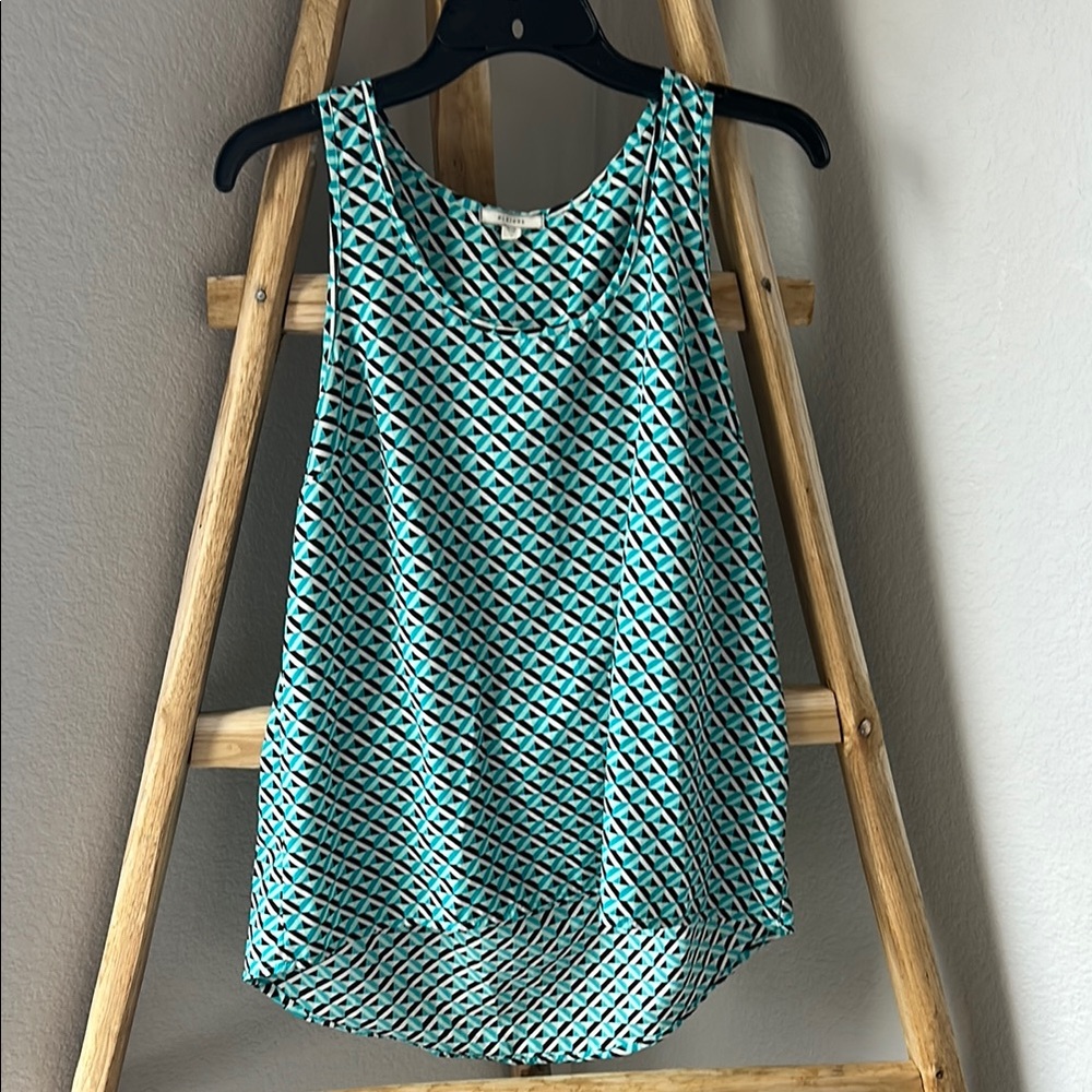 Pleione Teal and Black Geometric Tank Top